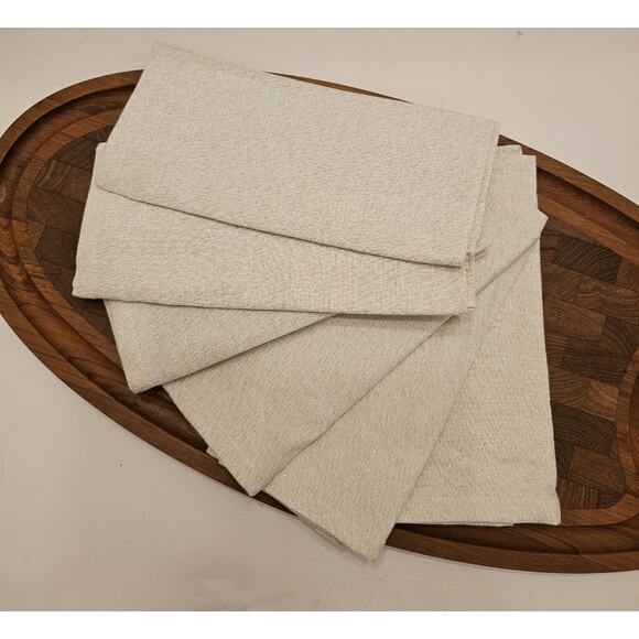 18 Cotton Cloth Dinner Napkins White Gold Silver Sparkles Dinner Party 18” - Picture 1 of 7